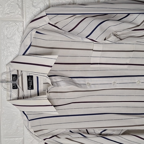 CHRISTIAN DIOR Monsieur Striped Button Down Dress Shirt - Picture 2 of 10